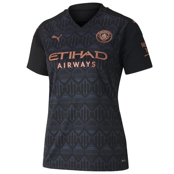 Camiseta Manchester City Segunda equipo Mujer 2020-21 Negro